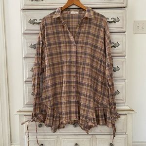 Vici Plaid Gauze Button Shirt